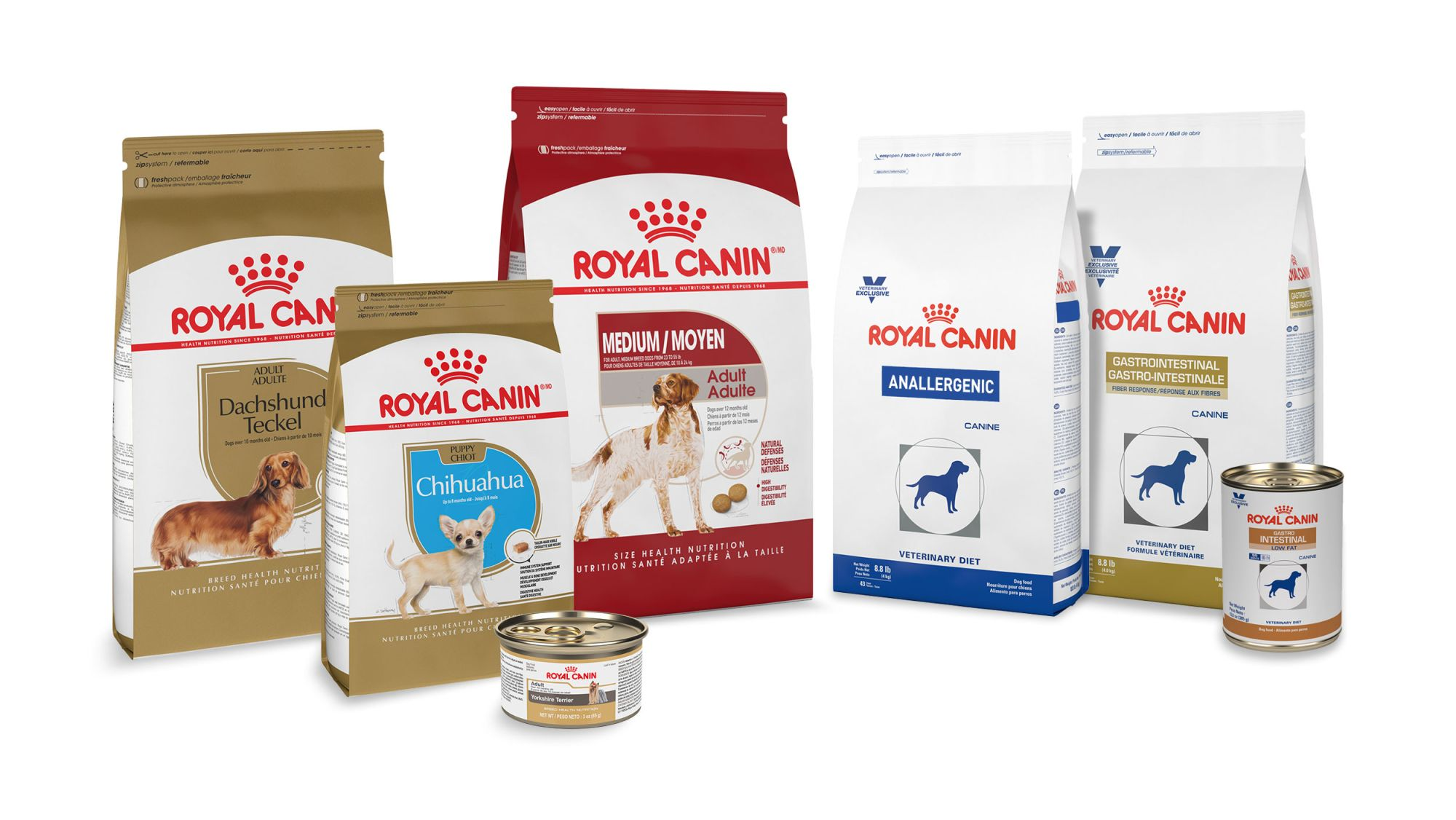 Royal Canin packages for mixed breed dog