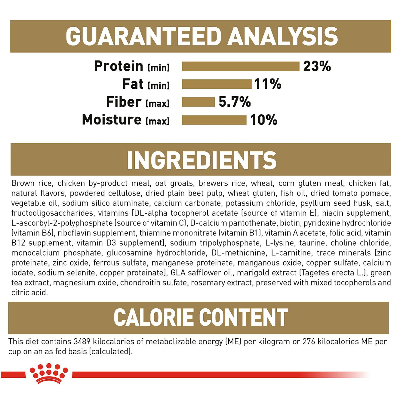 Royal canin food ingredients sale