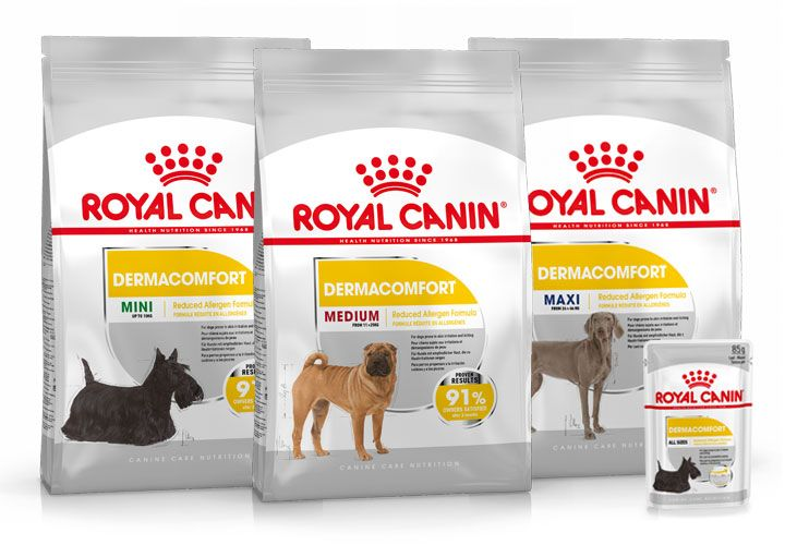 Canine care nutrition dermacomfort range pack shot