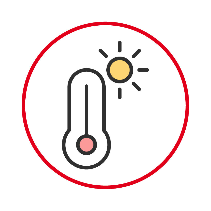 Illustratie van een thermometer en de zon