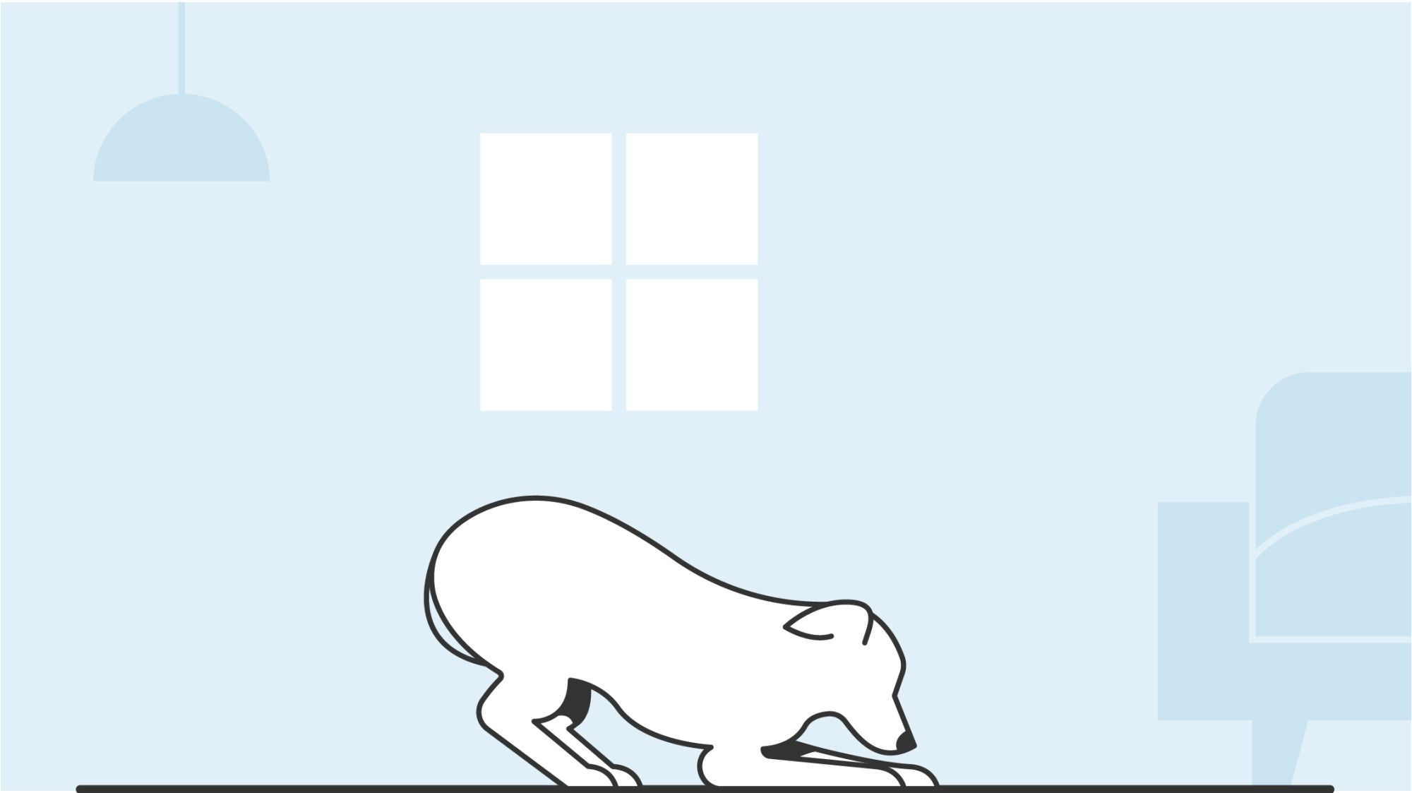Illustration of a dog in a crouching position
