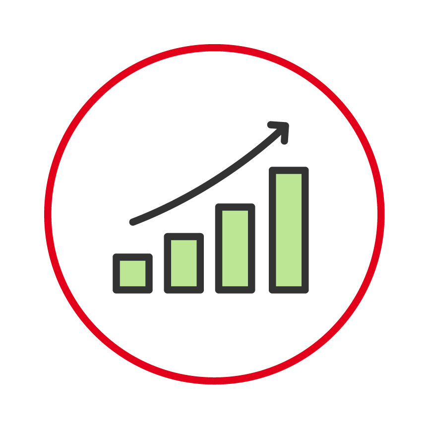 Illustration of an increasing chart