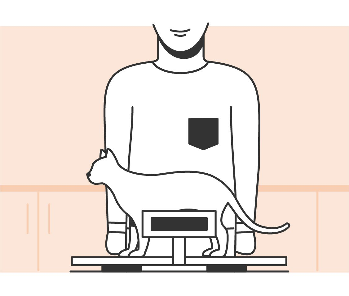 Illustration of pet owner carrying out a cat body condition score