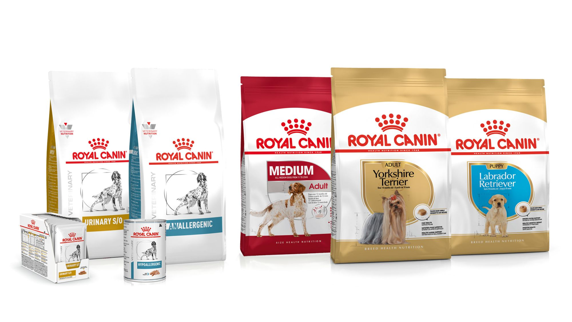 Dog retail and vet range pack shot