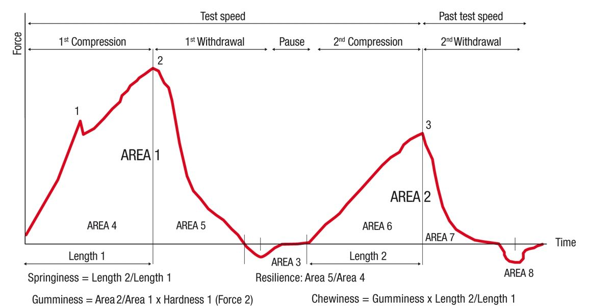 Texture profile analysis calculations for texture expert software.