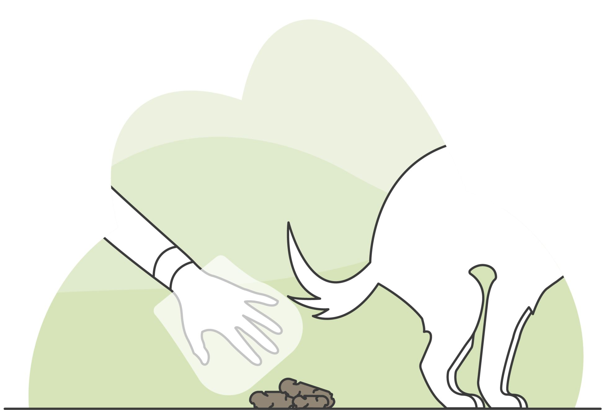 Illustration of dog owner picking up poo