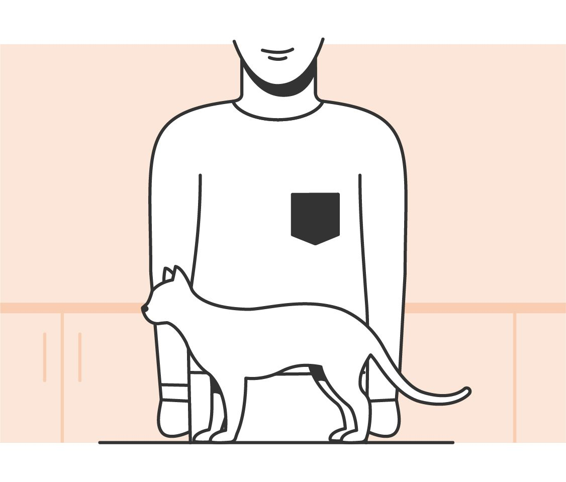 Illustration of pet owner carrying out a cat body condition score