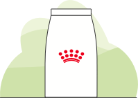Tekening van plastic droogvoedingverpakking Royal Canin