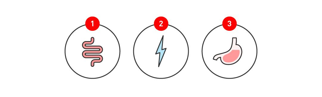 3 illustrasjoner som viser fordelene med karbohydrater