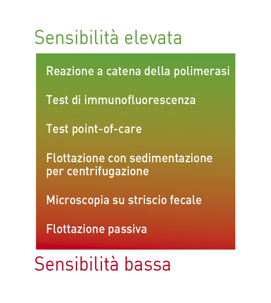 Panoramica della sensibilità dei vari test per Giardia