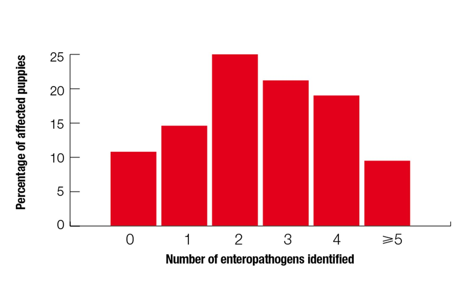 Figure 2. Frequency of co-infections in puppies with diarrhea around weaning.