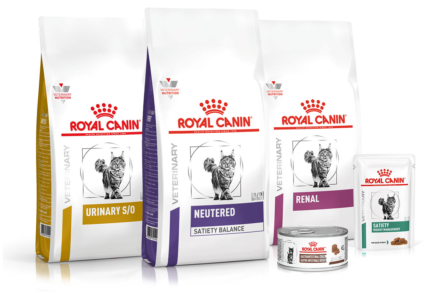 Packshots van Royal Canin kattenvoeding verkrijgbaar bij de dierenarts