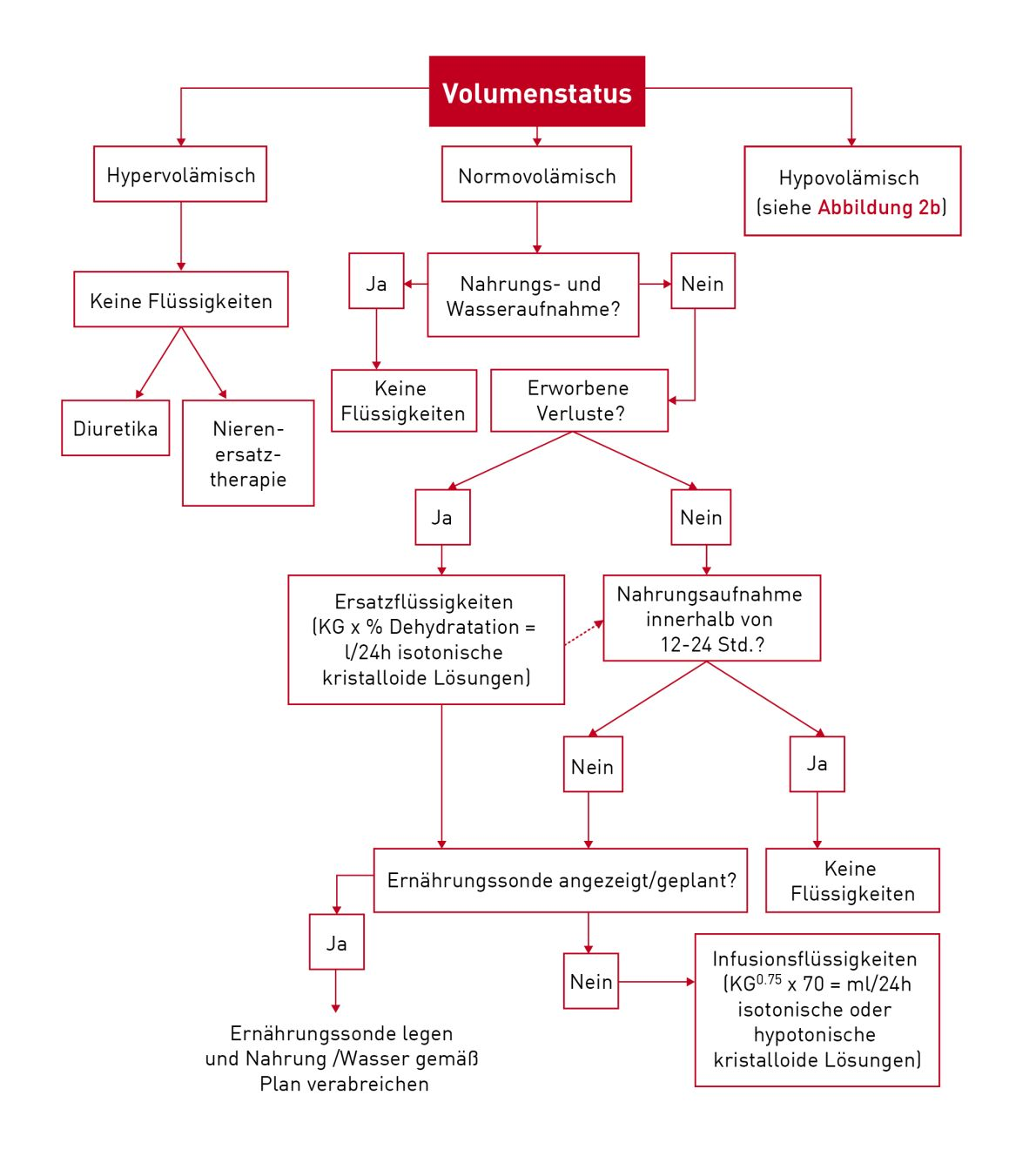 Flussdiagramm zur Unterstützung der Entscheidungsfindung bei der Verwendung von Flüssigkeiten bei Katzen