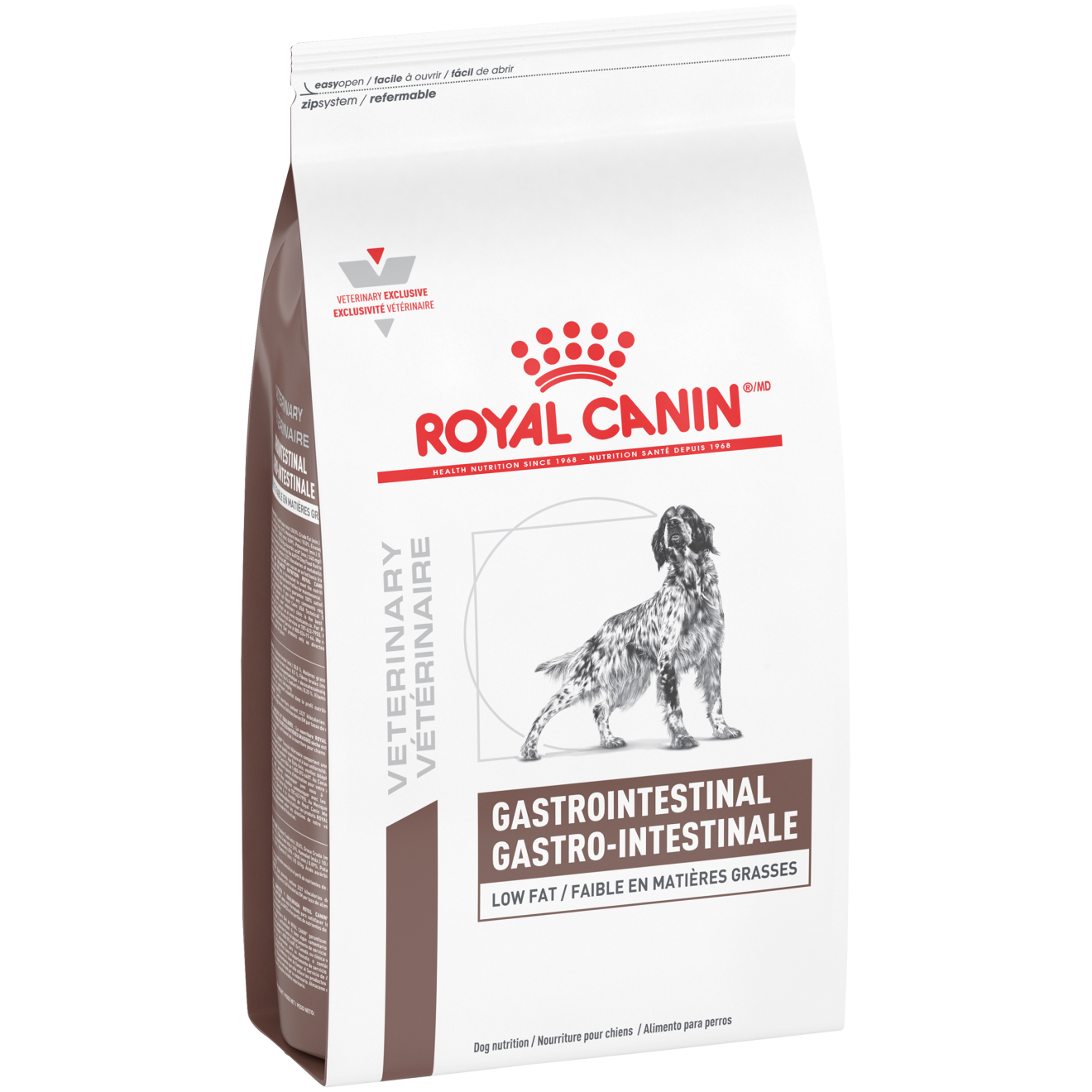 Gastrointestinal low fat product packshot for dogs