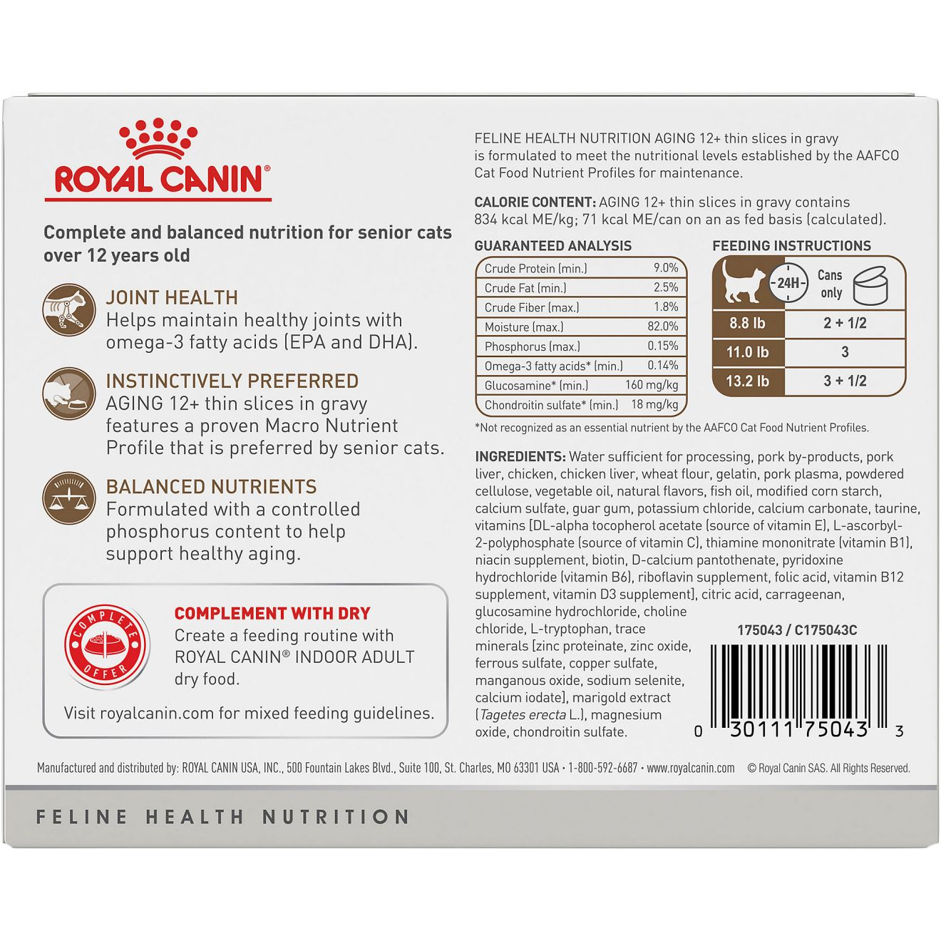 Royal canin cat store food serving size