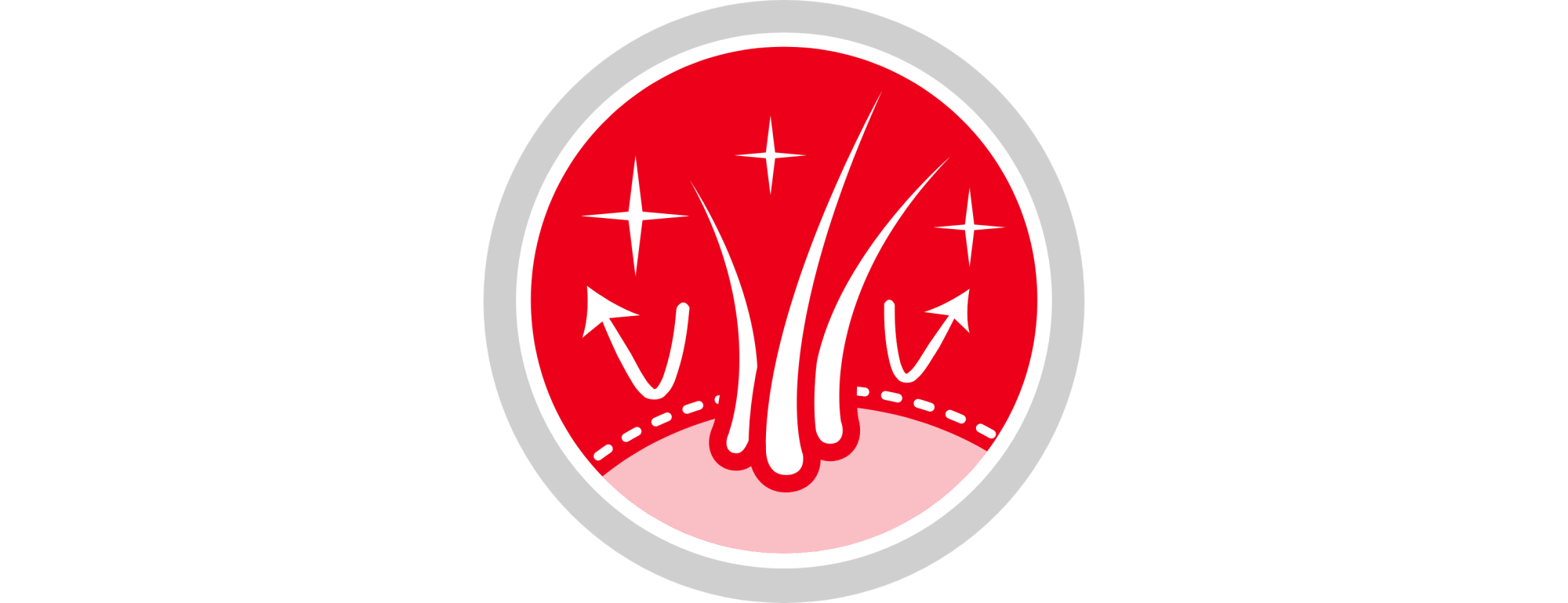 Hair & Skin sensitivity logo in red and grey