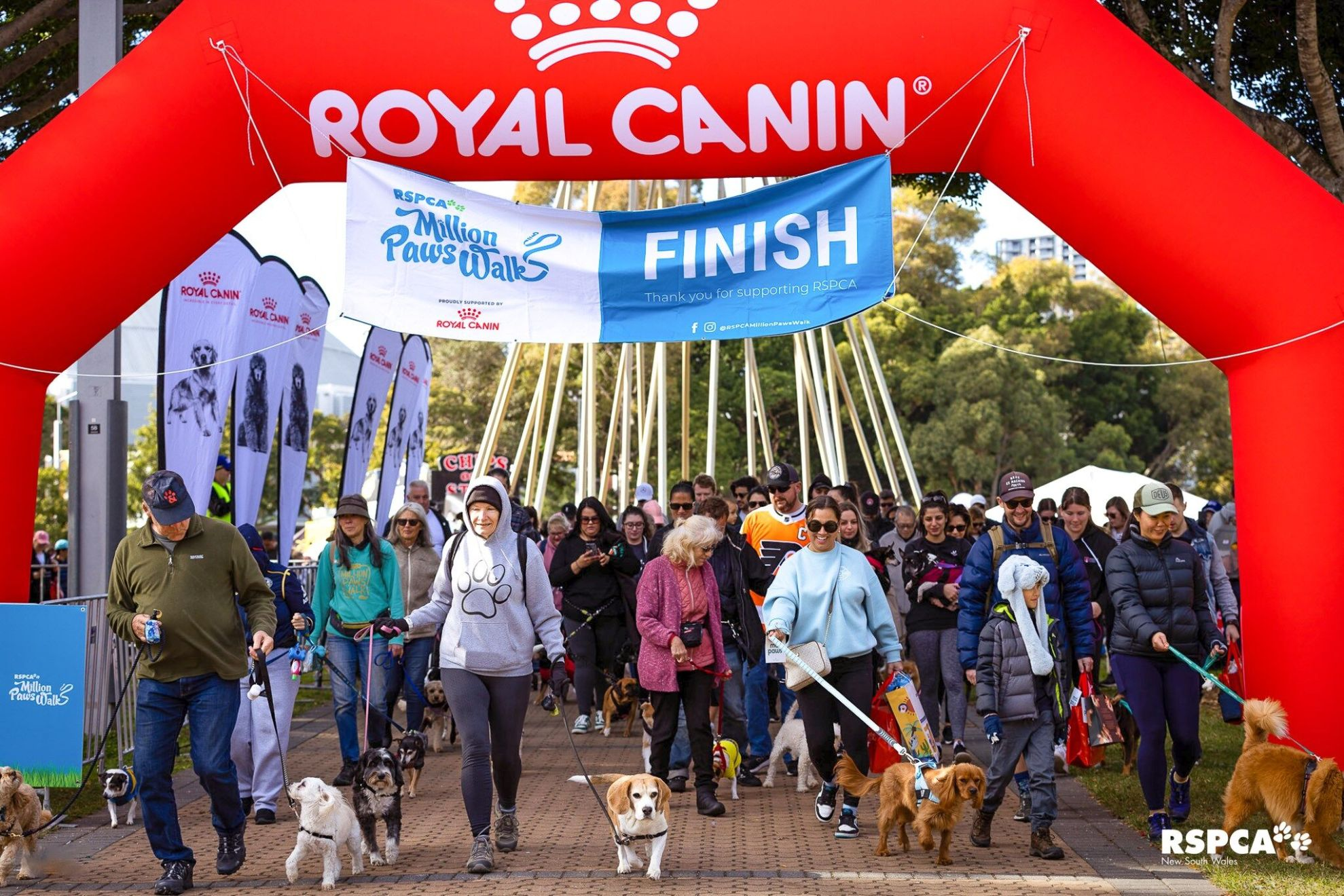 Attendees cross finish line at RSPCA Million Paws Walk