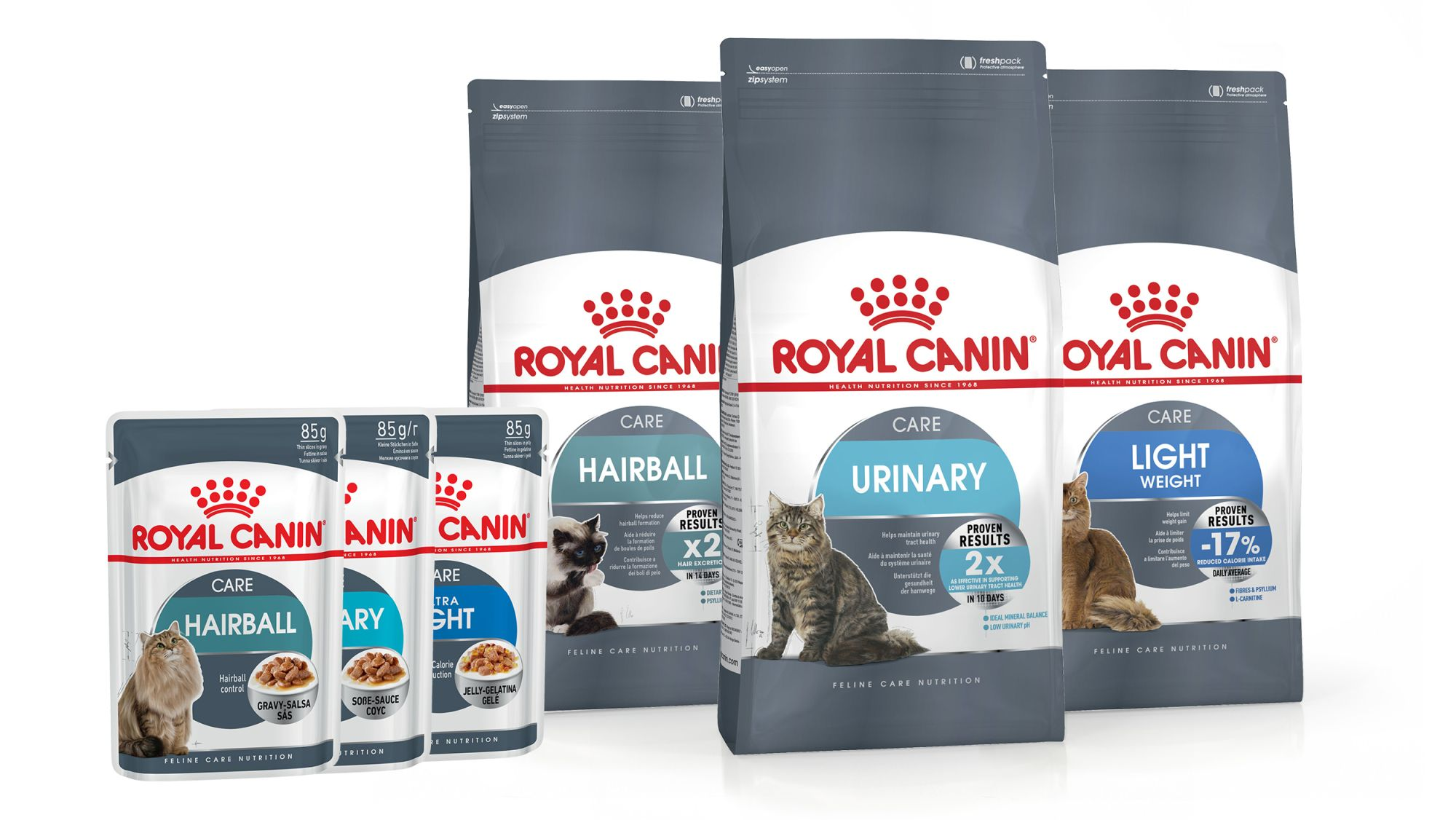 Feline health nutrition range pack shot 