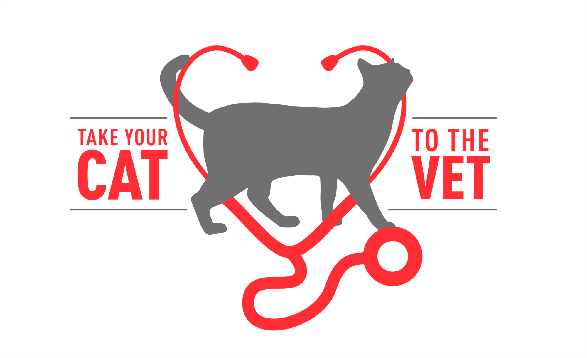 Take Your Cat To The Vet logo in red and grey