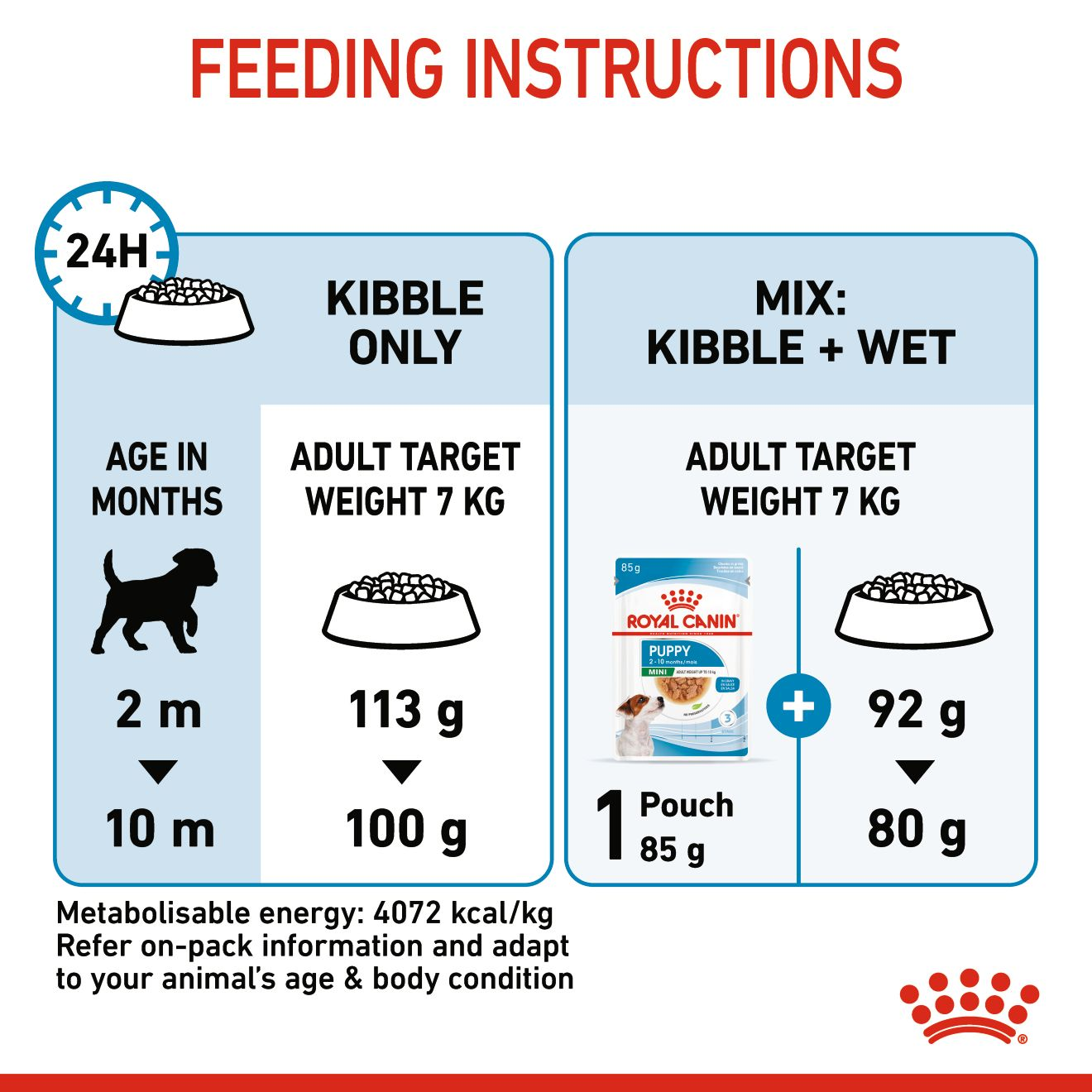 Puppy food portion size best sale