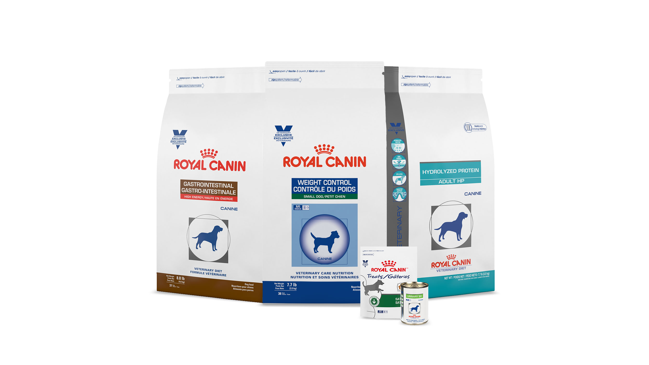 Dog vet products range pack shot