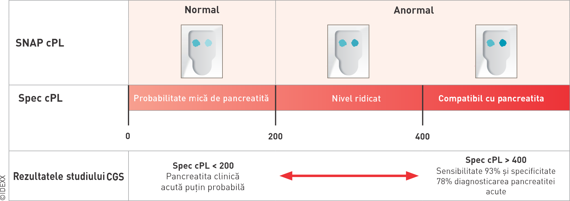 Un studiu independent desfășurat recent de Comparative Gastroenterology Society (CGS) a comparat rezultatele obținute cu testul SNAP cPL și a constatat o bună corelație cu rezultatele testului Spec cPL.
