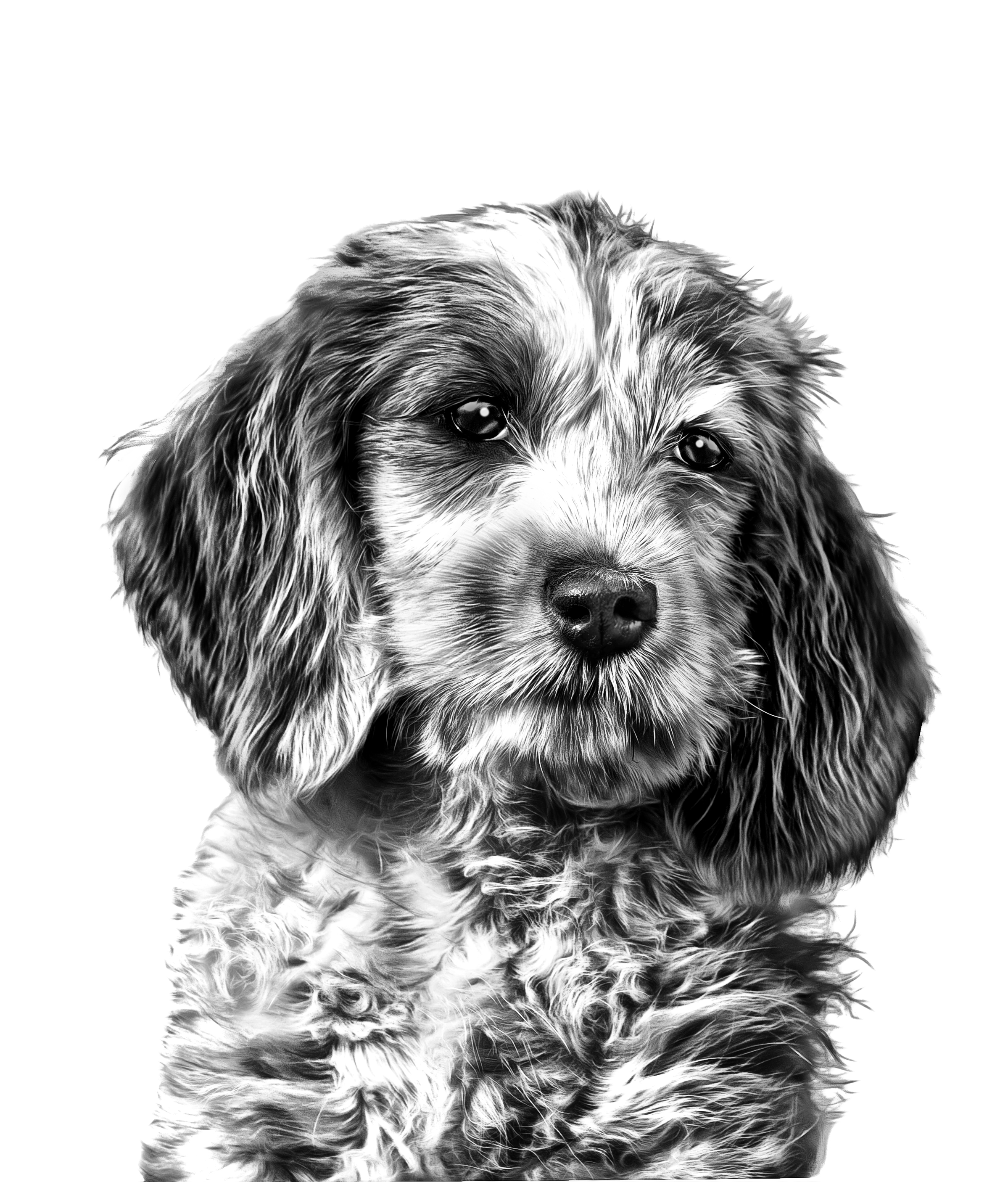 Petit Basset Griffon Vendéen adulto in bianco e nero