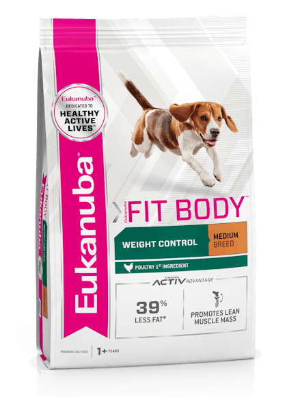 Eukanuba – Fit Body Weight Control Medium Breed – 3D left Justified – ANZ