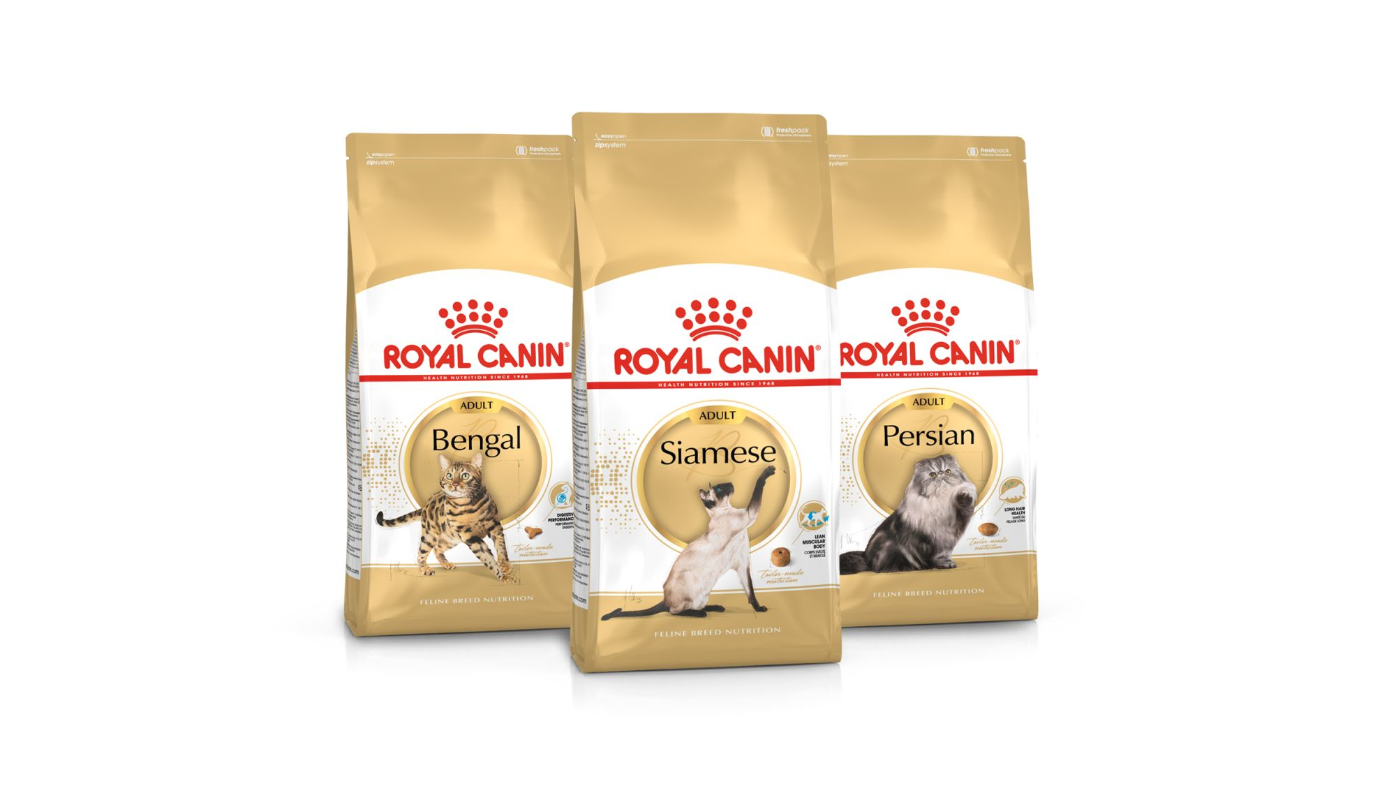 Feline breed nutrition range pack shot