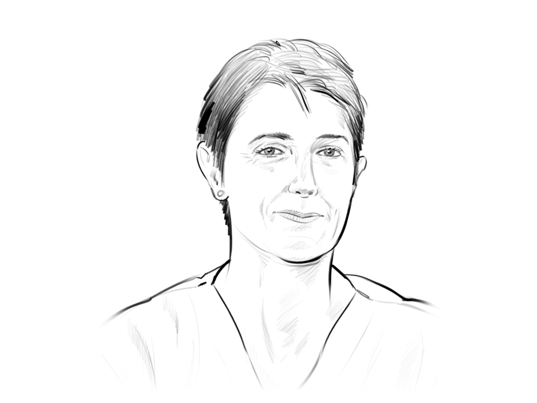 Porträt von Sylvie Chastant als Bleistiftzeichnung
