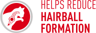 Hairball sensitivity logo in red and grey