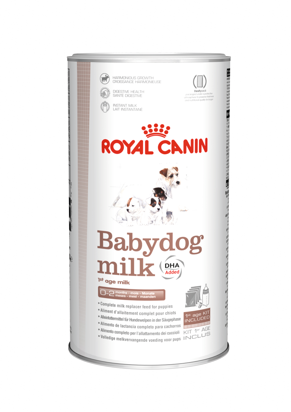 Packshot Royal Canin Babydog Milk voor pasgeboren puppy's