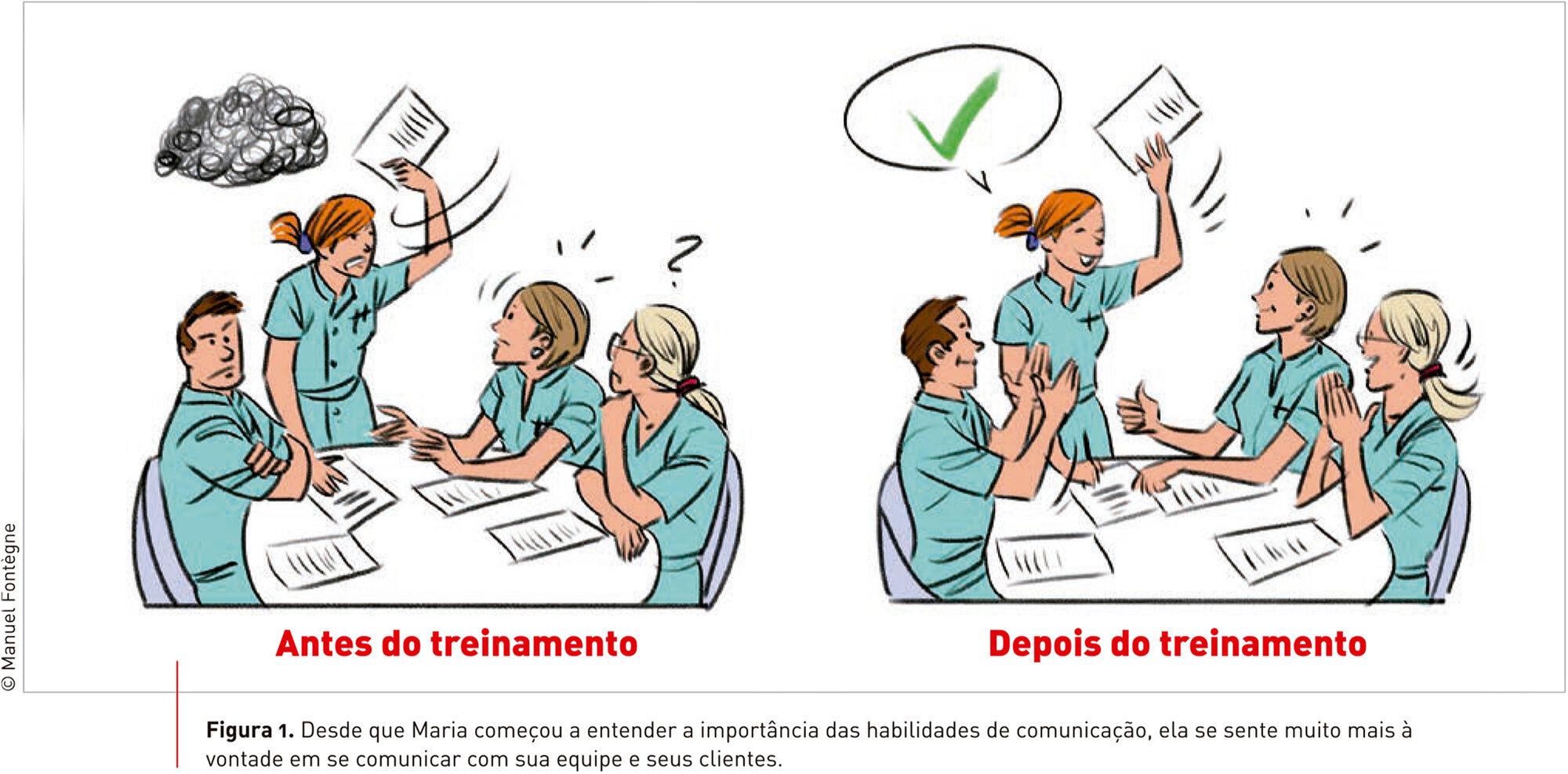 Figura 1. Desde que Maria começou a entender a importância das habilidades de comunicação, ela se sente muito mais à vontade em se comunicar com sua equipe e seus clientes.  © Manuel Fontègne