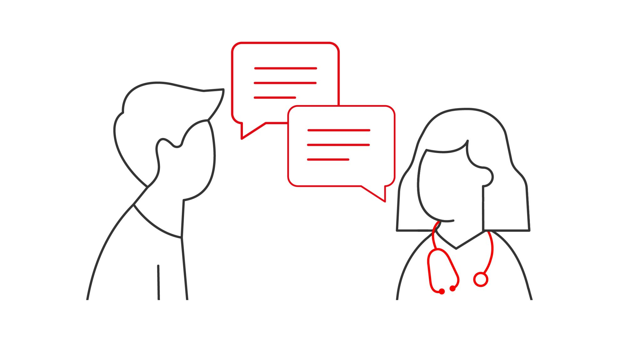 Illustration of a vet talking to a pet owner