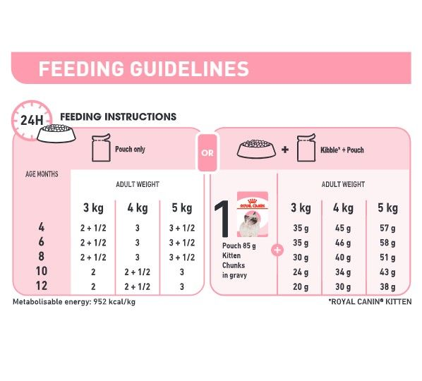 Royal canin kitten clearance dry food feeding guide