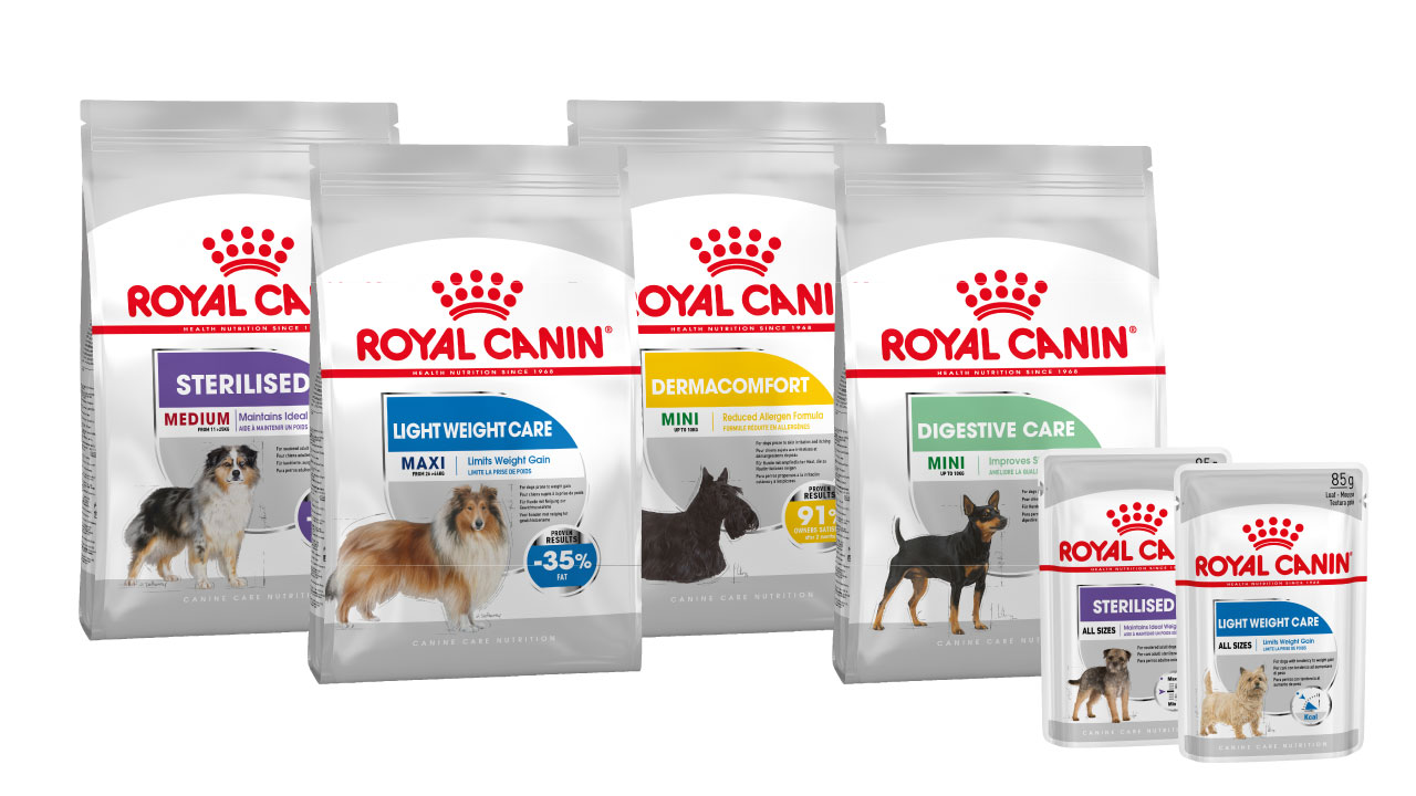 Canine care nutrition range pack shot