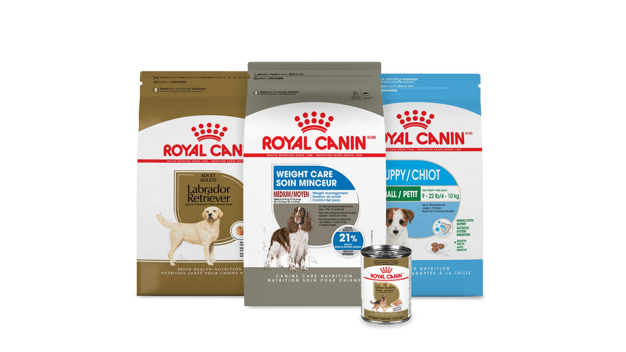Royal Canin packages for mixed breed dog