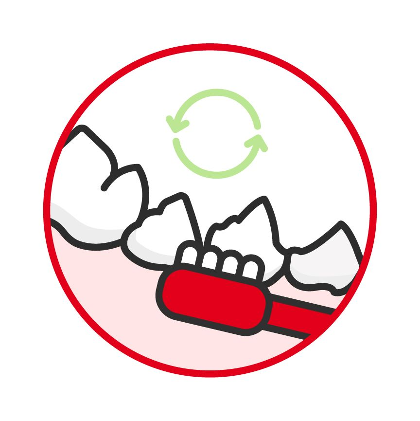 Illustration of a toothbrush moving round