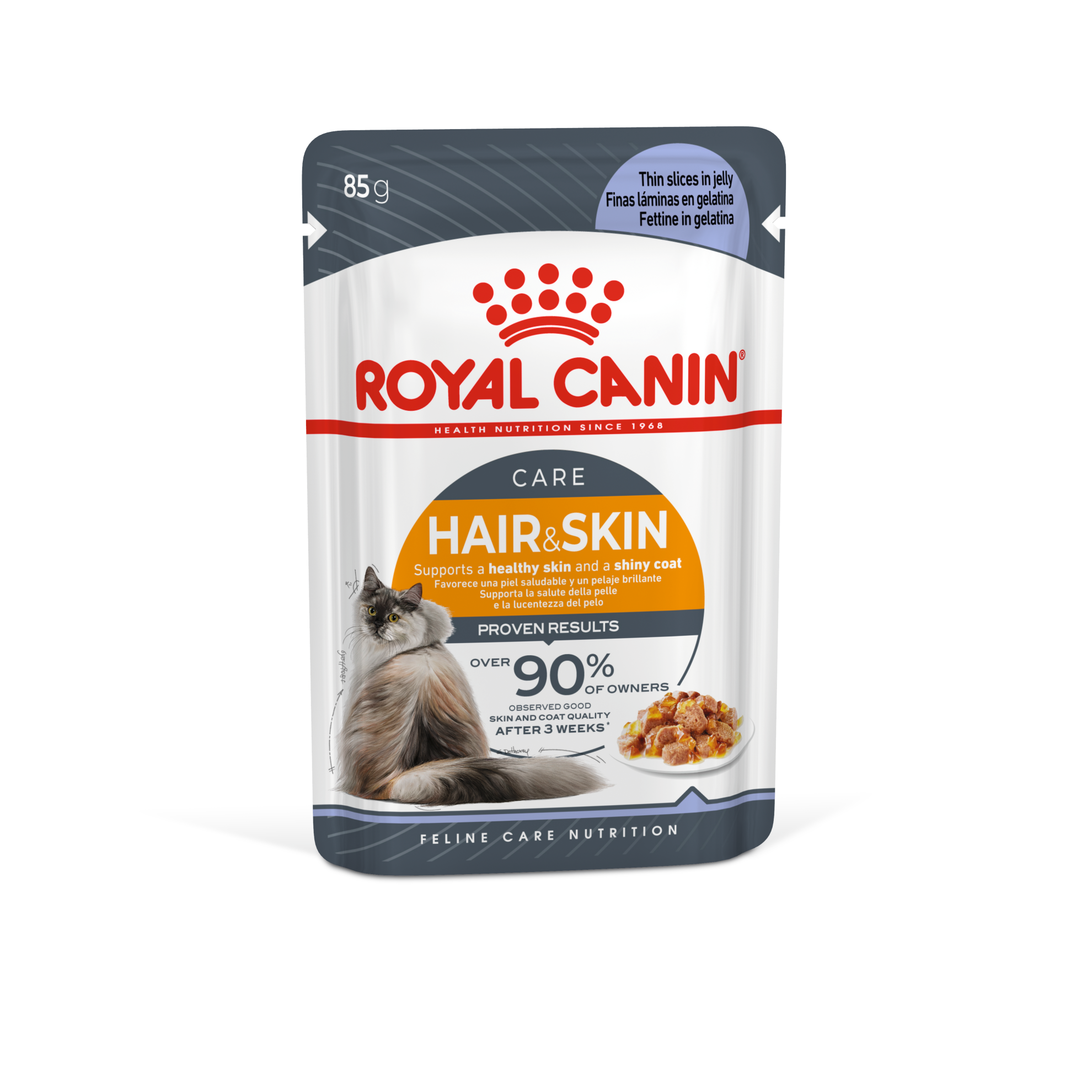 ROYAL CANIN อาหารแมวโต ที่ต้องการดูแลผิวหนังและเส้นขน ชนิดเปียก (HAIR & SKIN CARE JELLY)