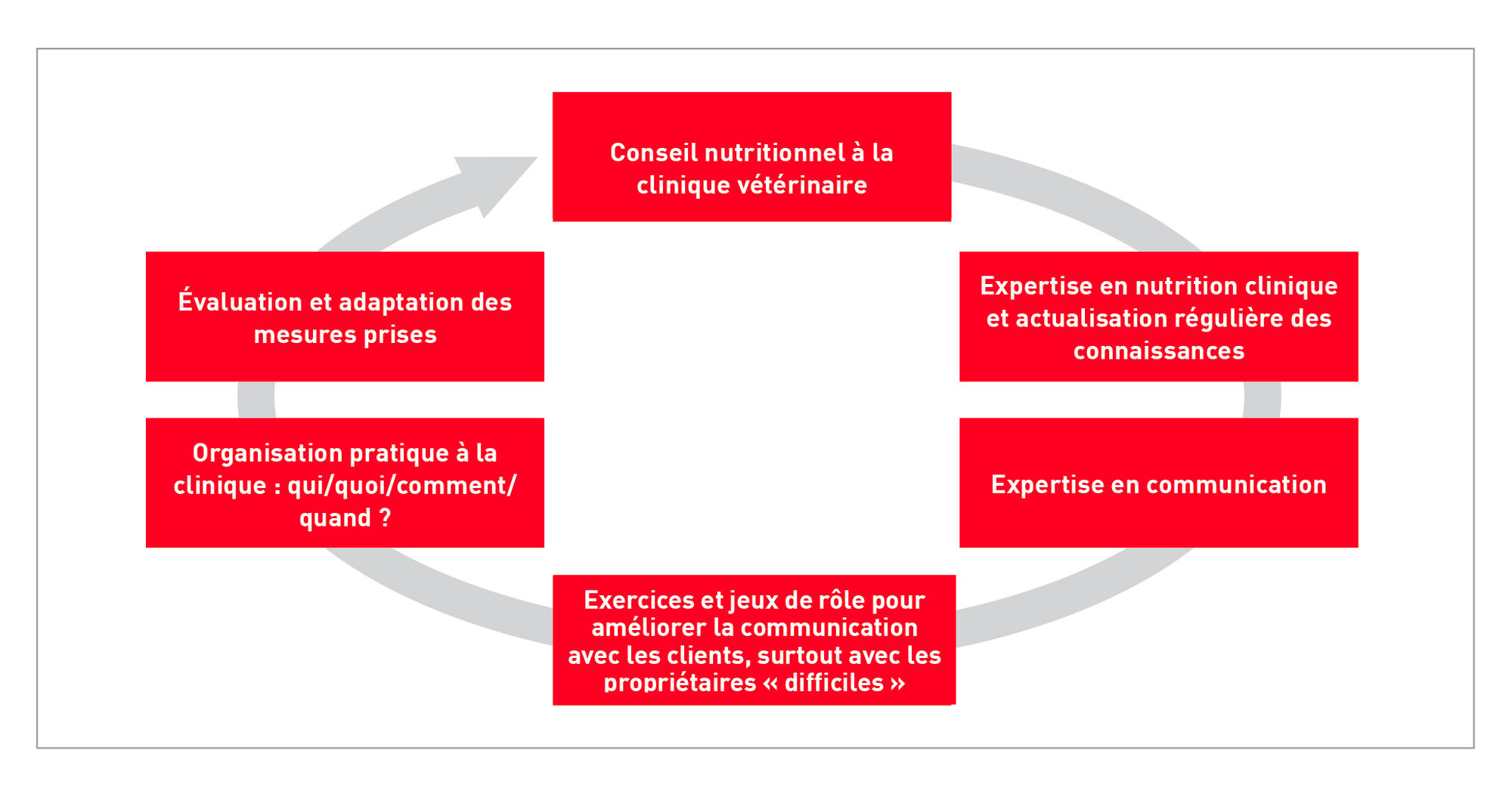 Figure 3. Les clés du succès pour mettre en œuvre des conseils nutritionnels professionnels au sein de la clinique.