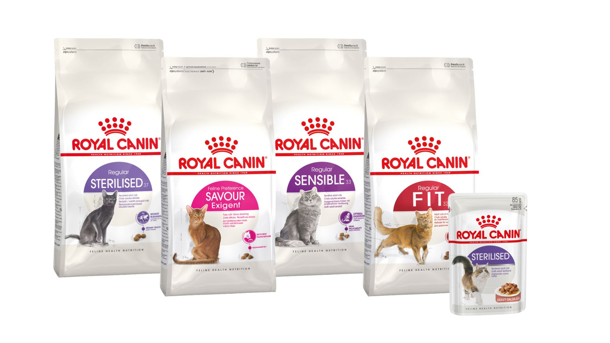 Feline health nutrition range pack shot