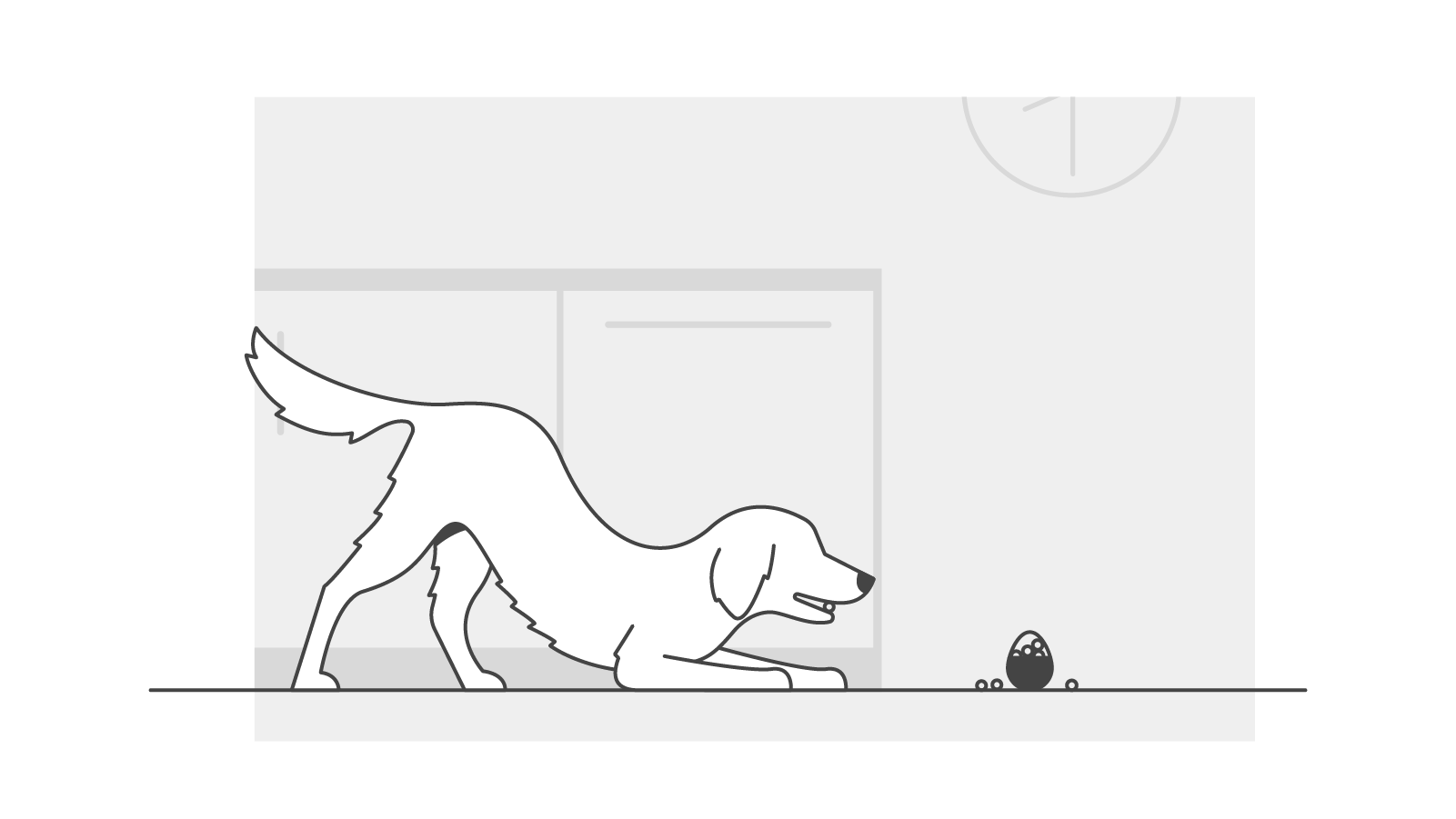 Dog playing with food puzzle illustration