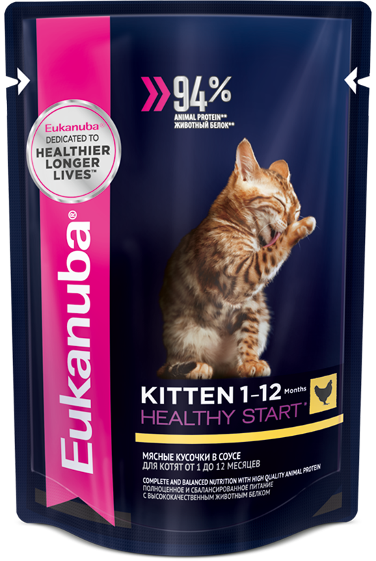 Влажный корм Eukanuba Kitten Healthy Start с курицей в соусе | Eukanuba